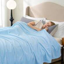 Sofa Blanket Living Room Cover SetFleece Blanket Twin Size, Soft Cozy Twin Blanket, Fuzzy Flannel Blanket Bed, Sofa, Couch, Travel, Camping, 60 X 80 Inches - light blue - 查看 8