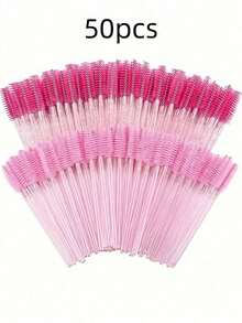 50PCS Disposable Mascara Wands, Nylon Bristle Eyelash Brush Spoolies, Unscented Eyebrow Extension Applicator With ABS Plastic Rod, Normal Skin Compatible - Pink And Black Wand Set,Daily Necessities, Back To School Supplies, Gifts For Ladies, Christmas Gifts, Home Decor - 粉色 - 查看 2