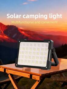 1 Stück 144 LED Außen Solar Lampe, tragbare Solar Arbeitsleuchte mit 3x1200mAh 18650 wiederaufladbaren Batterien, USB/Solar Panel Aufladung, 4 Helligkeitsstufen, Orange/Schwarz/Grau Farboptionen, geeignet für Notfälle, Wandern, Camping, Outdoor, Angeln, Weihnachten, Halloween, Geschenke zum Schulanfang - [128+16]LED-3600mAh - Übersicht 12