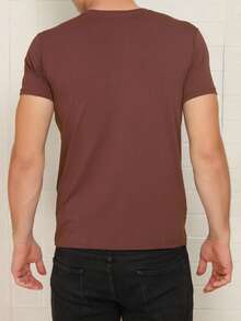 Basic Short-Sleeve T-Shirts With Elastane, Viscose Lycra Knit (Cool Knit) - Chocolate Brown - View 2