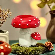 1pc Cute Mushroom Resin Candlestick Desktop Decor Candle Holder Crafts Home Decoration Mushroom Candle Sculpture Gifts Birthday Graduation - Multicolor - View 5