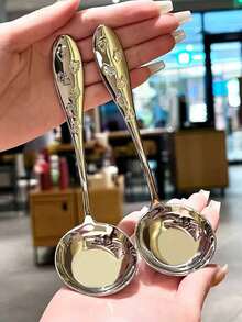 1pc Stainless Steel Butterfly Soup Spoon, Deep Soup Spoon, Cute Small Soup Spoon, Rice Spoon