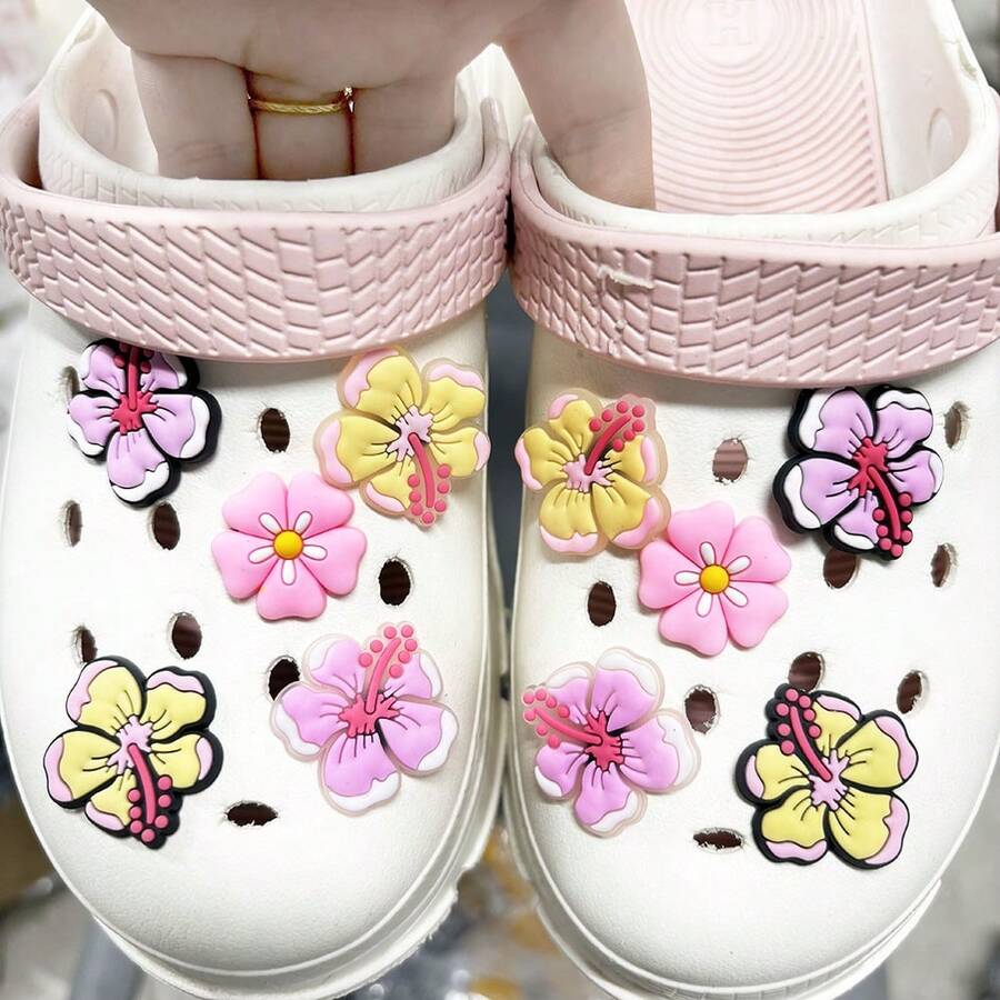 5pcs Flower Shaped Soft PVC Shoe Charms, Suitable For Sandals - 5pcs 1set - View 1