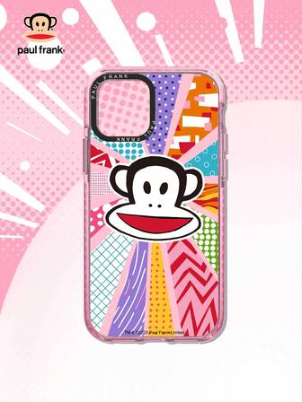  Paul Frank-licensierat transparent rosa telefonskal, stötsäkert kameraskydd i hela kroppen, design kompatibel med iPhone 13/14/15/16 Pro Max