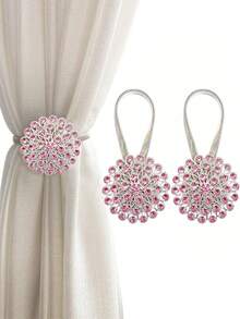 1pc/2pcs Crystal 3D Automatic Magnetic Self-Adhesive Curtain Tiebacks, Noble & Fashionable Quality Crystal Curtain Clips For Home Decor, Curtain Rope Tie Backs For Bedroom & Living Room, Magnetic Curtain Tiebacks No Drilling, Minimalist Curtain Clips - Multicolor - View 18