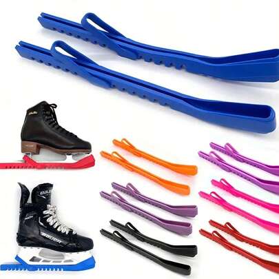 2pcs Adjustable Ice Skate Blade Protectors - Durable Rubber, Anti-Puncture Protection For Figure & Hockey Skates, Ice Skate Guards