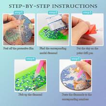 8pcs/Set Animal Cat Pattern Diamond Painting Coaster Set, Sparkling Rhinestone Heat-Resistant Drink Coasters With Holder, DIY Coaster Craft Supplies, Artificial Diamond Art Craft Supplies Gift