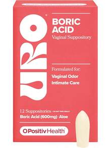 URO Boric Acid Vaginal Suppository – With Lactic Acid, And Aloe For Fast Relief And Vaginal Odor Control – Vegan, Free From Parabens, Dyes, And Fragrances – 12 Count (Pack Of 1) - 粉紅色的 - 查看 10
