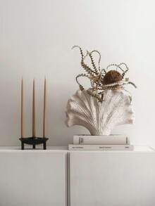 1个大型扇形花瓶，树脂砂纹花瓶，适合家居装饰和客厅桌面摆设