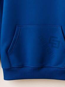 Children's Plain  Hoodie Sweatshirt, Unisex, Soft And Comfortable, Ideal For School And Everyday Wear, Winter/Autumn, Sizes 2 To 16, Premium - 寶藍色 - 查看 3