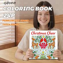 (120g Upgraded Thicker Paper, Pearl Paper Cover, 2025 New Design, 24 Pages, Single-Sided Printing) 1 Coloring Book, Merry Christmas, Beautiful Patterns, Clear Lines, Suitable As Halloween, Christmas, New Year, Birthday Party Gifts, A Great Way To Relax.