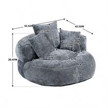 Chenille Lazy Sofa, Single Seat Bean Bag Sofa Chair, High-Back Durable Soft Comfort Recliner, Casual Living Room Sofa Chair, Includes 3 Pillows, Indoor/Outdoor Use, No Assembly Required, Suitable For Living Room, Bedroom, Dormitory And Apartment (Gray) - Xám - Xem 4