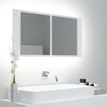 vidaXL LED-Bad-Spiegelschrank Weiß 90x12x45 Cm Acryl - Bianco - Visualizzare 1