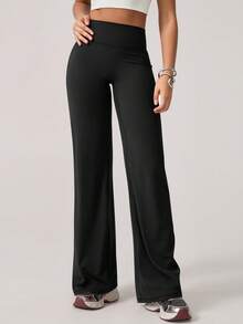 TimeOff 1Pc Women'S Minimalist Elastic V-Shaped Lifting Straight Wide-Leg Letter Print Sports Pants Tights