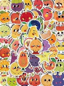 50PCS Cartoon Illustrated Style Fruit Stickers Kawaii Mixed Fruit Character Stickers Waterproof Vinyl Decal Laptop Motorcycle Luggage Snowboard Fridge Phone Car Sticker Colorful Decals Pack - Multicolor - View 1