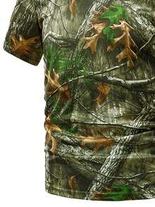 夏季健身男士户外狩猎系列钓鱼衬衫，迷彩仿生迷彩运动速干透气短袖T恤