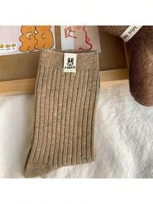 4 Pairs Women Solid Color Mid-Calf Socks, Casual Breathable Fashion Socks, Women Short Socks & Pantyhose, Rabbit Design Socks, Suitable For Easter Gifts - Nhiều màu - Xem 4