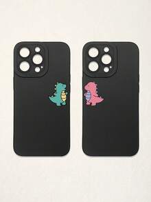 2pcs Black Phone Cases, Dinosaur Design Couple Phone Cases, Compatible With IPhone & Galaxy Phones, Phone Covers, Cute Phone Cases, Compatible With IPhone 13/15/16 Pro Max, Galaxy, Great As Birthday Gift, For Girlfriend, Boyfriend Or Personal Use - Multicolor - View 21