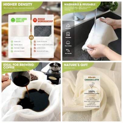 Hemmed Cheesecloth, 2 PCS, 20x 20 Grade Unbleached Cotton Muslin, Precut Reusable Washable Fine Mesh Cheese Cloths - Straining, Cooking, Cheese Making