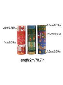 20 Rolls/Box Christmas Bronzing-Patterned Washi Tape, Featuring Various Christmas Pattern Designs, Suitable For Greeting Card Decoration, Scrapbooking And Gift Box Packaging Decoration, Christmas Decoration