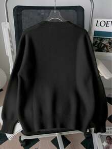 1 件奶油黄色时尚优雅人造毛皮口袋开衫毛衣，适合秋冬季约会、休闲户外活动和旅行