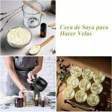 Cera de Soya para Hacer Velas 1kg, Cera De Soja con 50 Mechas de Algodn de 12cm, Cera De Soja Natural Pura 60 Alto Punto De Fusin Soy Wax Suministros para Elaboracin Vela Cera Artesanal - inicial - Ver 7