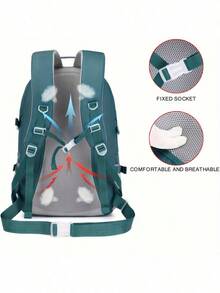 CORATED Outdoor Travel Backpack, Large Capacity Sports Camping Backpack, Unisex Laptop Backpack With Shoe Compartment, Student School Bag, Easter Valentine's Day Gift - 藍色 - 查看 6