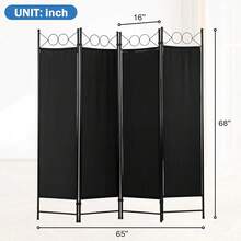 4 Panel Folding Privacy Screens 5.6 Ft Portable Room Dividers With Steel Frame Lightweight Partition Divider Room Separation Wall Dividers Screen For Bedroom Office - màu đen - Xem 3