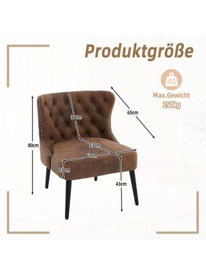 Tech Fabric Button Pull Point Single Sofa Chair, Moderne out Arm Rivets Solid Wood Legs Living Room, Bedroom view 5