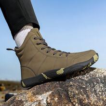 (Couple's Style) Wide-Toe Hiking Boots, Men's Autumn/Winter Outdoor Sports High-Top Shoes/Boots, PU Waterproof Snow Boots, Trekking Boots, Outdoor Camping Adventure Hunting Hiking Boots, Anti-Slip Durable Women Hiking Shoes, Lace-Up Outdoor Sports Shoes Work Boots, Suitable For Autumn/Winter Leather Riding Boots. - Army Green - View 11
