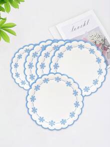 10pcs/20pcs/50pcs Frozen Party Supplies Snowflake Scalloped Plates Winter Onderland Birthday Plates Winter Snowflake Happy Birthday Tableware Disposable For Boys Girls Frozen Themed Party Christmas Party Decor - Multicolor - View 5