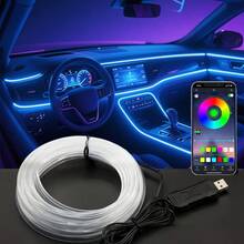 118.11-Inch Flexible 7-Color LED Car Interior Light Strip - USB Powered (5V) Music Sync Mood Light, Neon Dashboard/Center Console Decoration, Suitable For All Cars, High-Quality LED, Car Light Accessories, DIY Decorative Light Strip - 1 Tow 1+118.11 Inch - View 5