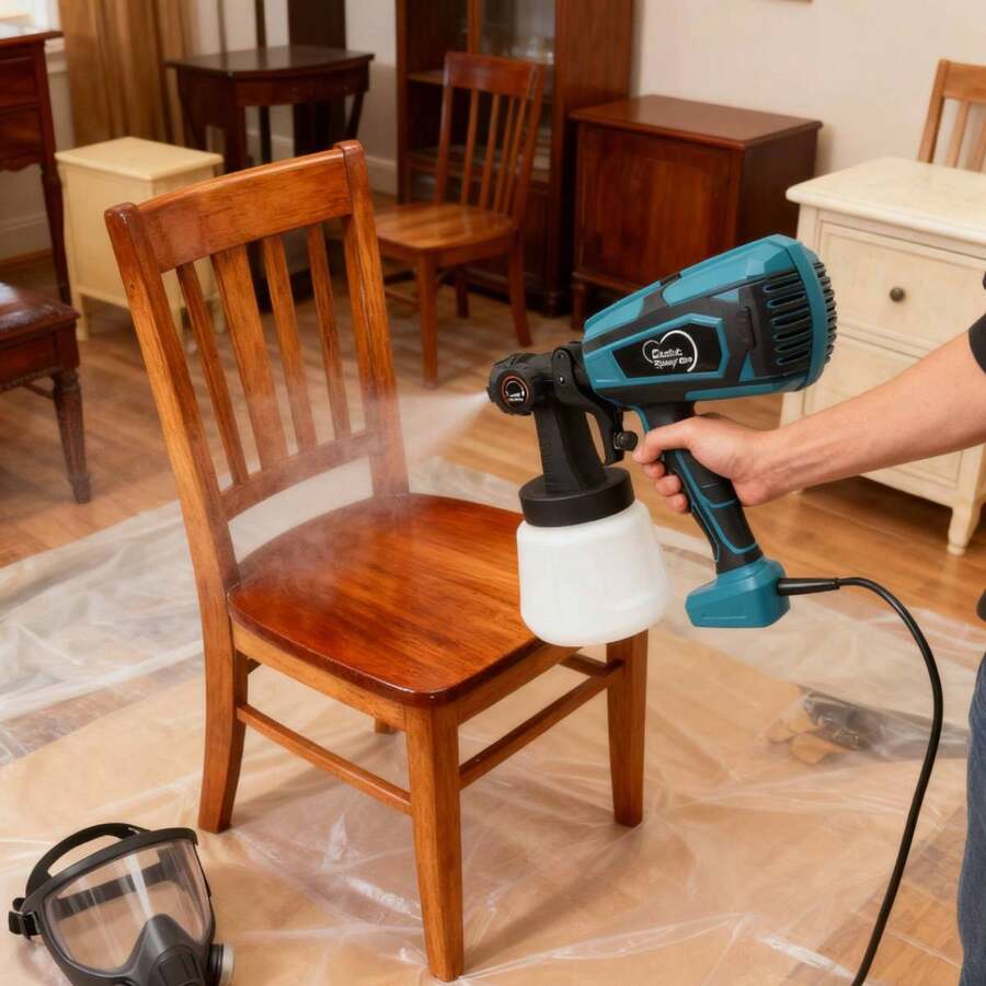 Pulverizador de pintura inalámbrico sin escobillas, caudal de 1200 ml/min y pistola de pintura eléctrica de 1000 ml para muebles y paredes. - Azul - Ver 1