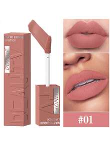 裸棕色哑光液体唇膏，丝绒性感深红色唇彩，不粘腻，持久唇妆 - 彩色 - 查看 16