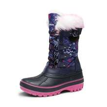 Boys And Girls Winter Snow Boots, Water-Resistant Mid Calf Boots With Anti-Slip Sole, Insulated & Cozy Faux Fur Lining For Little And Big Kids - 藏蓝色 - 查看 4