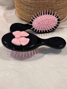 1pc Cute Pink Bow Inflatable Hair Cushion Brush, Portable Massage Brush Mini Comb Suitable For Girls, Brush, Hair Brush, Hair Tools, Hair Products, Hair Care, Hair Brush, Mini Hair Brush, Curling Products, Christmas, Salon, Beauty, Curling Brush, Small Comb, Hairstyle, Beauty - Multicolor - View 2