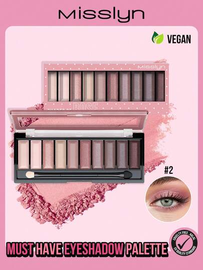 Misslyn 必备眼影盘，高显色度哑光和珠光色调，持久显色，易晕染粉质，色彩自然鲜艳，触感如丝绒般柔滑，附赠眼影刷，品牌彩妆，面部彩妆，适合女性和女孩，冬季必备，Y2K风格，时尚百搭，生日/情人节/派对/新年礼物，最佳配色，无动物实验，纯素配方