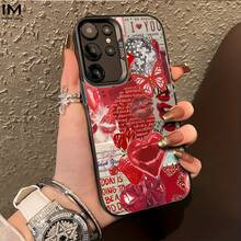 Collage de Tema Rojo Diseño de Patrón de Labios Rojos Adecuado para Fundas de Teléfono Especiales  Galaxy S20, S21, S22, S23, S24, S25, A24, A05, A05S, A02, A03, A04, A13, A31, A53, A34, A10, A33, Resistente a la Suciedad, a la Moda, - Colores mixtos - Ver 8