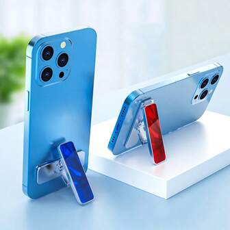 Ultra-Thin Phone Stand - Sleek Minimalist Design With Strong Adhesive Back, Foldable For Slouchy Stand, Portable & Adjustable For Effortless Viewing Compatible With IPhone, Android Phone, Gift For Birthday, Family, Friends Phone Holder, Phone Accessories Compatible With IPhone, Android Phone, Gift For Birthday, Family, Friends, For Summer Bathroom Kitchen Gifts Birthday Strong Load-Bearing