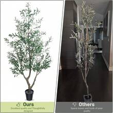 Upgraded Olive Tree Artificial Plants 6ft 7ft Faux Olive Trees With 3 Branches And Lifelike Fruits Outdoor Indoor Realistic Potted Plant For Mordern Home Office Living Room Decor - màu xanh lá - Xem 5