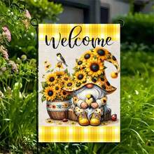 12x18 Inch Spring Garden Flag (1PC) - Double-Sided Print Sunflower Gnome Design With "Spring Is Here" Slogan, Weather-Resistant Polyester Fabric, Perfect For Outdoor Courtyard, Porch & Home Decor, Ideal Spring Season Floral Garden Accent For Spring Festivities & Daily Outdoor Decoration - Nhiều màu - Xem 2
