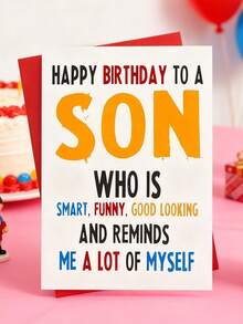 1 Set (Greeting Card + Envelope): Witty Text Message Card, Blessing Greeting Card, Birthday Greeting Card, Guest Message Card, Comes With An Envelope. It Is Perfect For Birthday Parties. - Multicolor - View 2