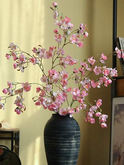 1 pieza Rama artificial de flores de ciruelo, flores artificiales de cerezo, flores artificiales de flor de melocotón adecuadas para decoración de primavera, planta artificial para decoración de habitación, mesa, hogar, dormitorio, exterior, cocina, jardín, graduación, patio exterior, manualidades, decoración de habitación, boda en casa, oficina, hotel, centro de mesa, decoración, Día de San Valentín, regalo