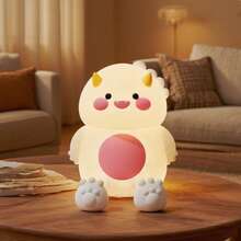 1 Stück Dinosaurier Nachtlicht, Silikon Nachttischlampe, Schreibtischlampe, Handyhalter, Raumdekoration aus Silikon Material, mit eingebautem 1200mAh wiederaufladbarem Lithium-Akku, geeignet für Wohnzimmer, Schlafzimmer, Schreibtische, Geschenk