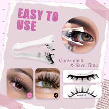 FADVAN 2 Pairs Magnetic Eyelashes With Applicator 2 Style Reusable Magnetic Lashes Natural Look, No Glue Or Liner Needed False Eyelashes, Wispy Strip Lashes Clear Band Magnetic Lashes Kit - Black - View 7