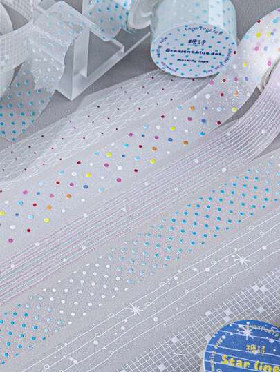 1卷闪光PET胶带，牛奶盐故事系列，简约韩式手账DIY基础透明胶带