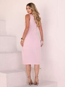 Dress With A Sophisticated Drape And A Front Knot. - Light Pink - View 2