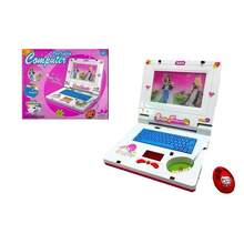 Notebook De Brinquedo Laptop Infantil Musical Com Luz Educativo Presentes para crianças - Rosa chiclete - Visão 3