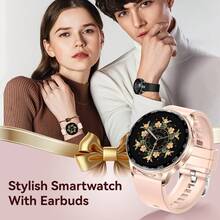 EIGIIS Unisex Smart Watch With Earphones, Supports Wireless Calling, 1.39" HD Display, 2-In-1 Outdoor Smart Watch, IP67 Waterproof, With Sleep Monitoring And Pedometer, Compatible With Android