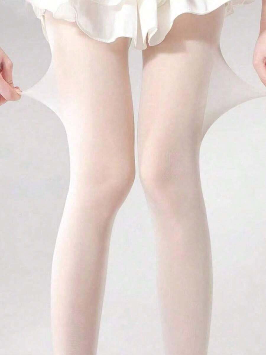 1 Pair Of Women's Ultra-Thin White Mask Stockings, Transparent White Tight Pants, Lightweight Ballet Style Pantyhose Suitable For Summer And Autumn, Essential For Outings And Photos, Comfortable And Breathable, Lightweight And Soft, Fine Workmanship, Simple And Elegant, Gift For Best Friends, Friends, Partners, Suitable For Proms, Gatherings, Socials, Birthday Gifts, Christmas Gifts, Valentine's Day Gifts, Halloween Gifts, New Year Gifts, Family Gifts - 白色 - 查看 1